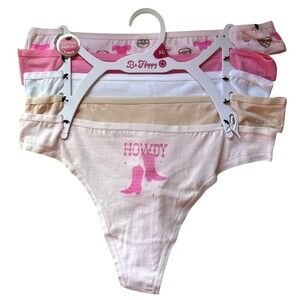 Be Happy Women's 5 Pack Cotton Thong Panties Size XL Multicolor Printed